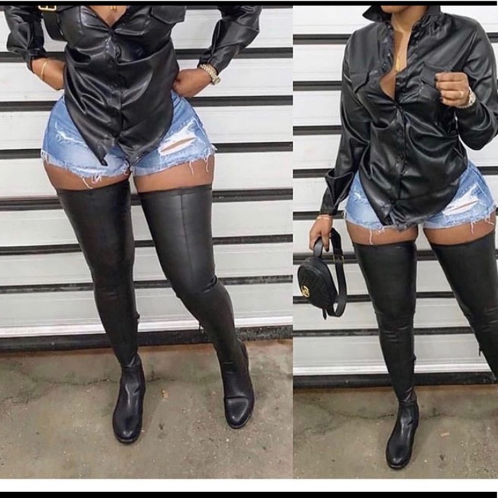 Vegan leather Thigh boots